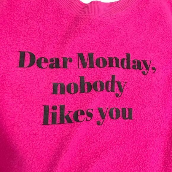 D Dear Monday Nobody Likes You NoBo Pink Sweatshirt size large - Picture 8 of 10